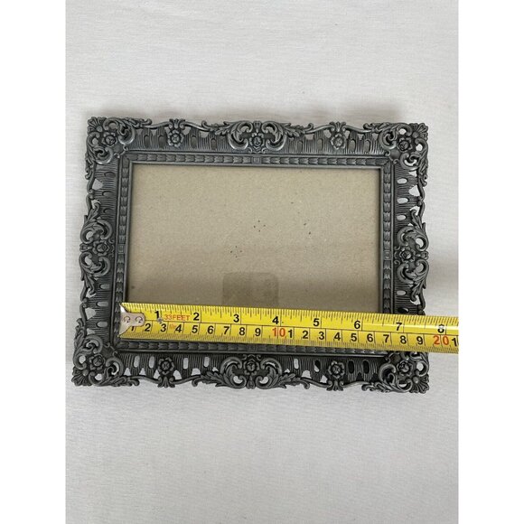 Ornate Floral Pewter Colored Frame For 4.5” X 6.5” Photo Silver Romantic - Picture 9 of 9